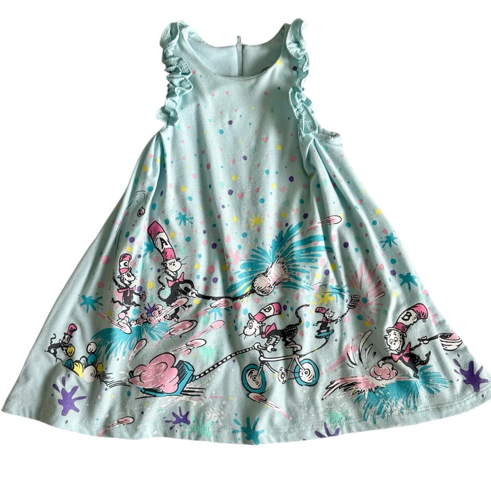 NWT  Dr. Seuss Cat in the Hat Blue Sleeveless Toddler Dress 2T